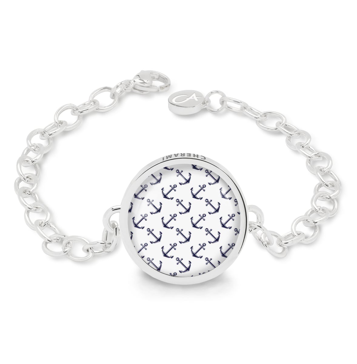 Armband in weiß-blauen und maritimen Farben, Anker