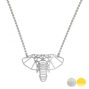 Tierkette mit einem Elefantenkopf - Origamikette - Geometrischer Schmuck aus Edelstahl für Damen