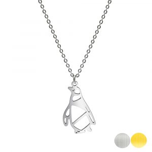 Tierkette mit einem Pinguin - Origamikette - Geometrischer Schmuck aus Edelstahl für Damen