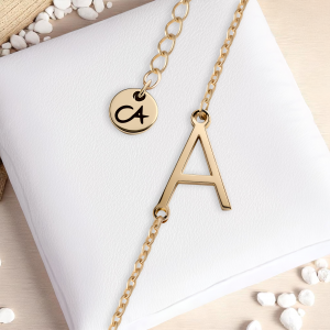 Armband Buchstabe A Gold Edelstahl hochglanz poliert