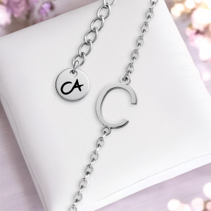Buchstaben Armband Silber Edelstahl mit Buchstabe C