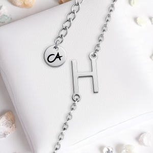 Armband Buchstabe H Silber Edelstahl 316L glänzend