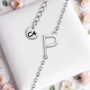 Armband Buchstabe P Silber Edelstahl Cherami Initial Schmuck Damen