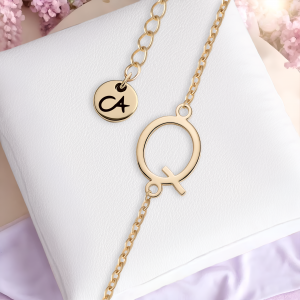 Armband Buchstabe Q Gold Edelstahl Cherami Initial Schmuck Damen