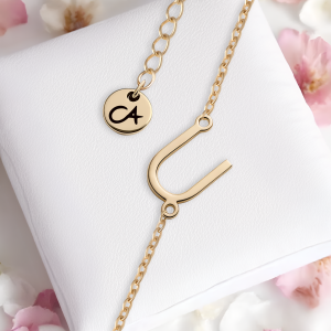 Armband Buchstabe U Gold Edelstahl Cherami Initial Schmuck Damen